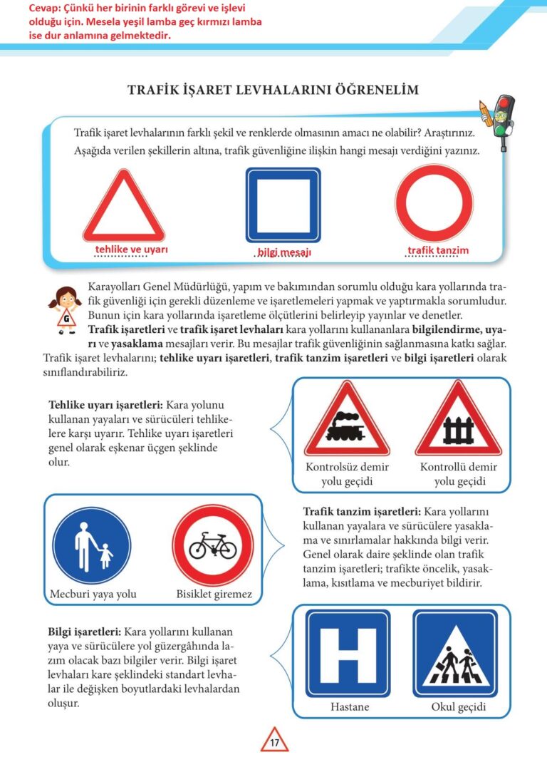 4 Sınıf Trafik Güvenliği Meb Yayınları Sayfa 17 Cevapları