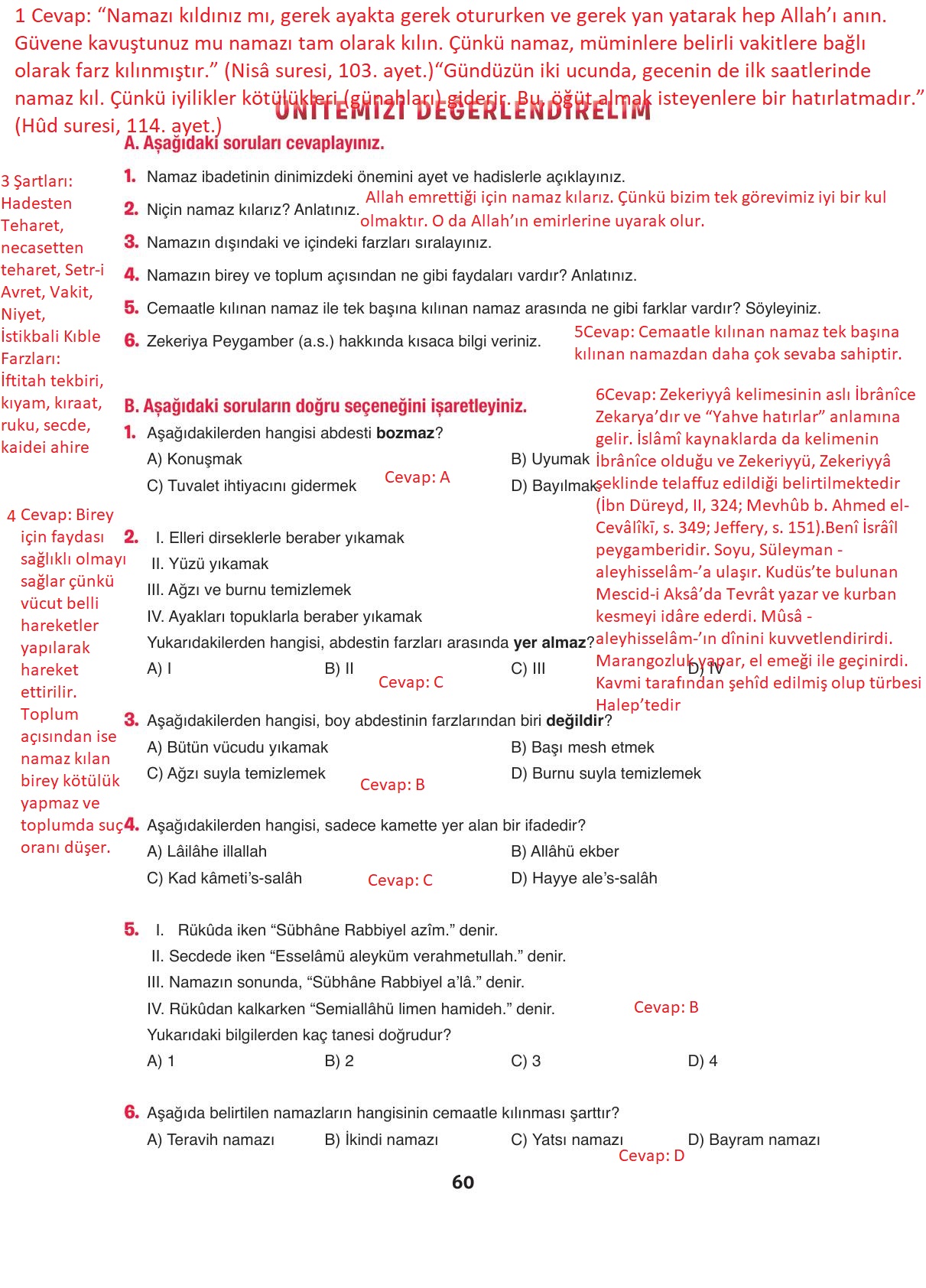 6 Sınıf Din Kültürü ve Ahlak Bilgisi Ders Kitabı Cevapları Dörtel