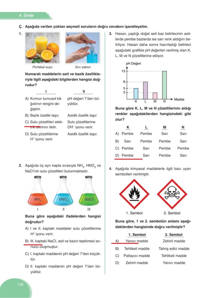 8 Sınıf Fen Bilimleri Ders Kitabı Ata Yayıncılık Sayfa 138 Cevapları