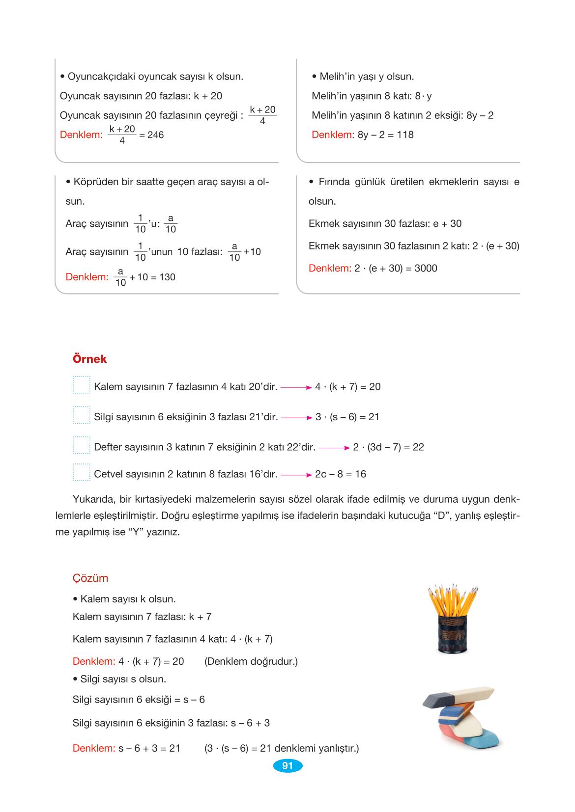 7. Sınıf Matematik Berkay Yayınları Sayfa 91 Cevapları ...