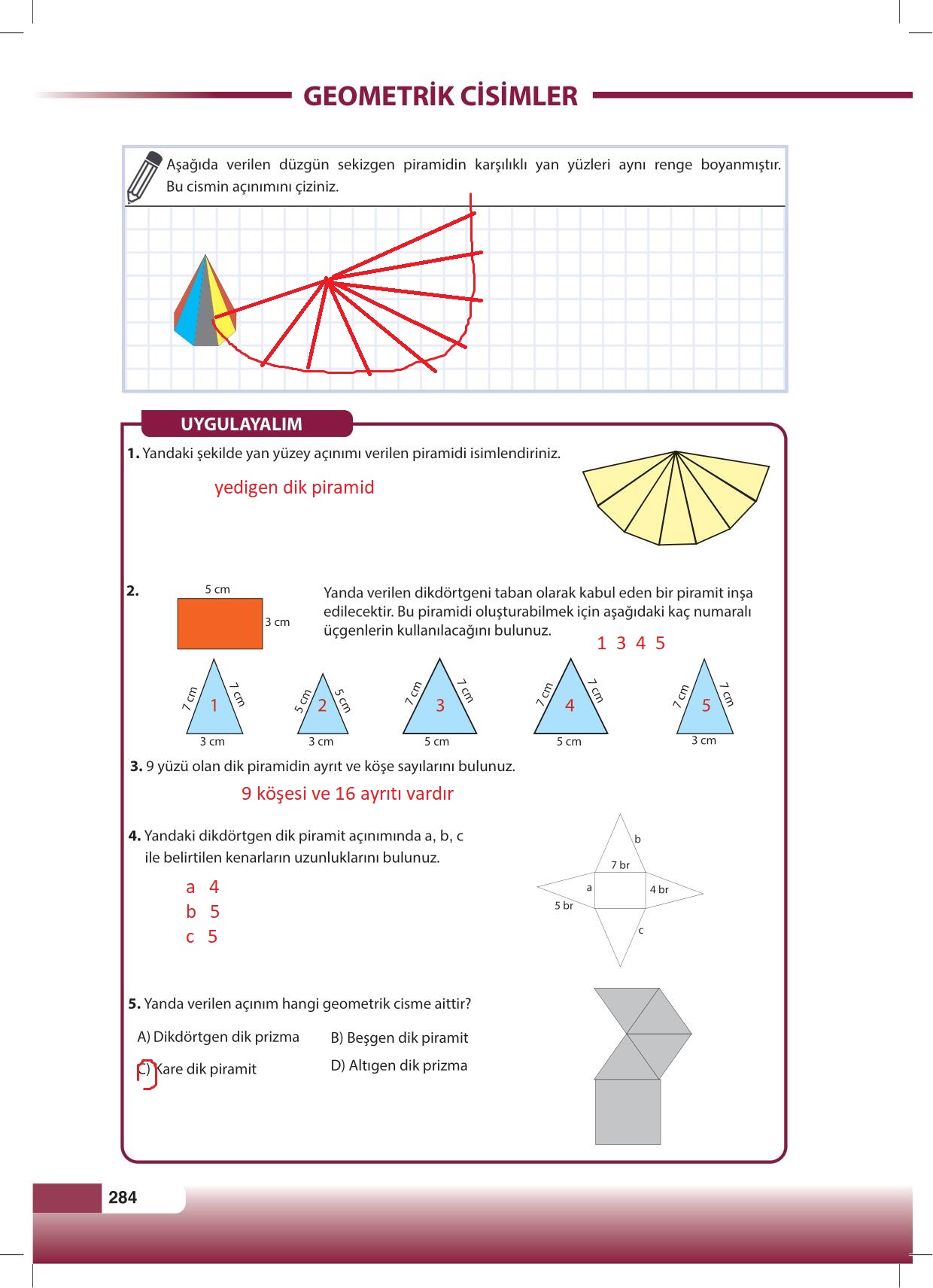 8. Sınıf Matematik Sayfa 284 Cevabı Meb Yayınları ...