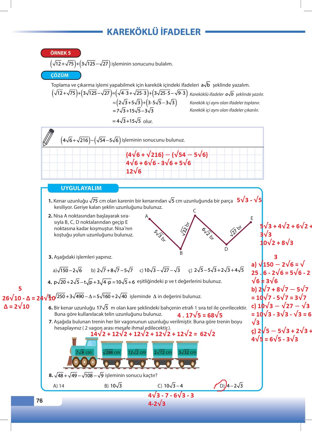 8. Sınıf Matematik Sayfa 76 Cevabı Meb Yayınları - Derskitabicevaplarim.com