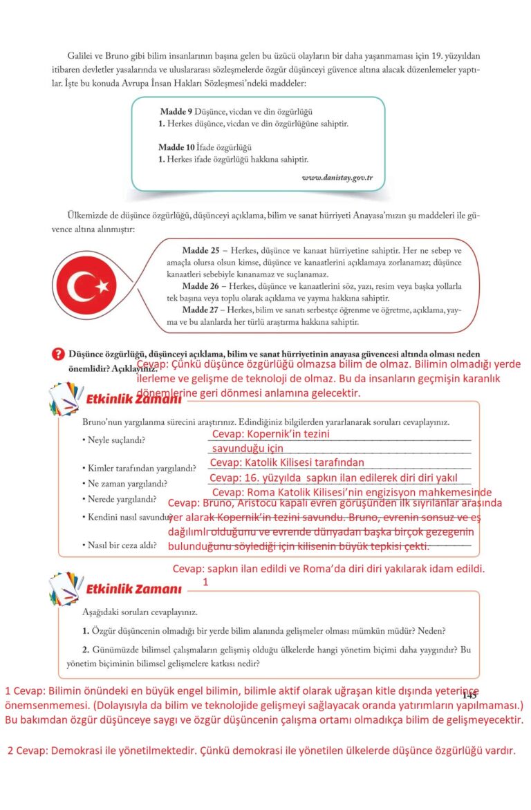 7.Sınıf Sosyal Bilgiler Ekoyay Yayıncılık Sayfa 145 Cevapları ...