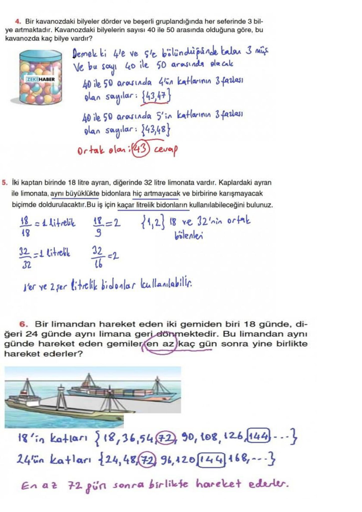 6. Sınıf Matematik Koza Yayınları Sayfa 43 Cevapları ...