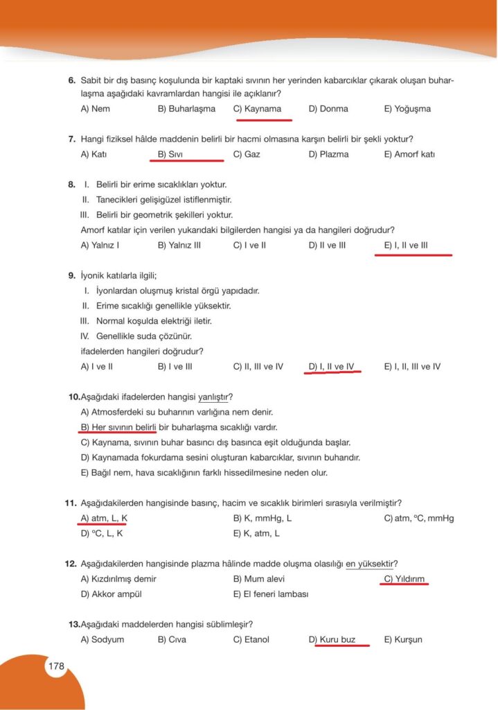 9. sınıf kimya ders kitabı sayfa 178 cevabı pasifik yayınları 