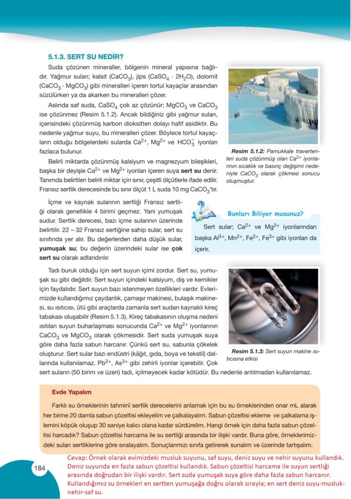 9. sınıf kimya pasifik yayınları sayfa 184 cevapları e