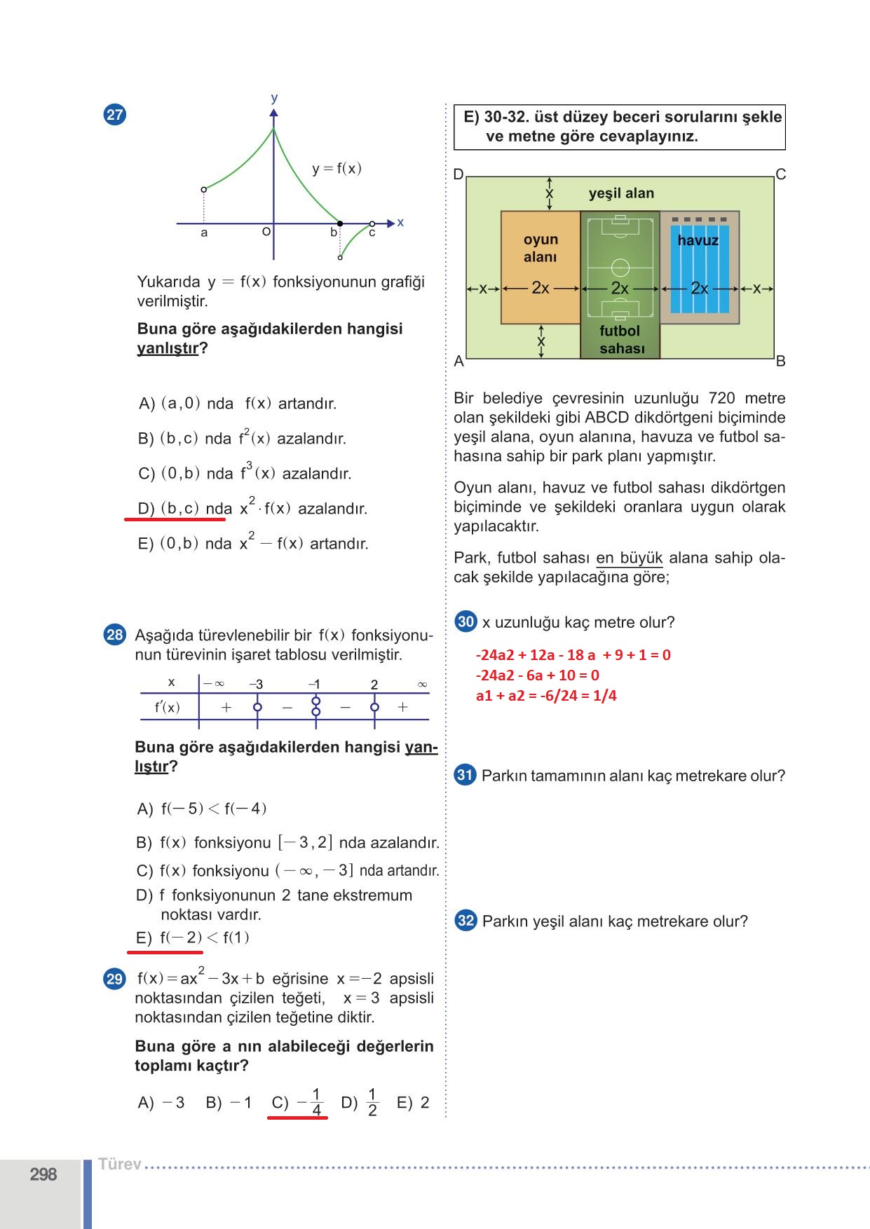 12. Sınıf Matematik Meb Yayınları Sayfa 298 Cevapları ...