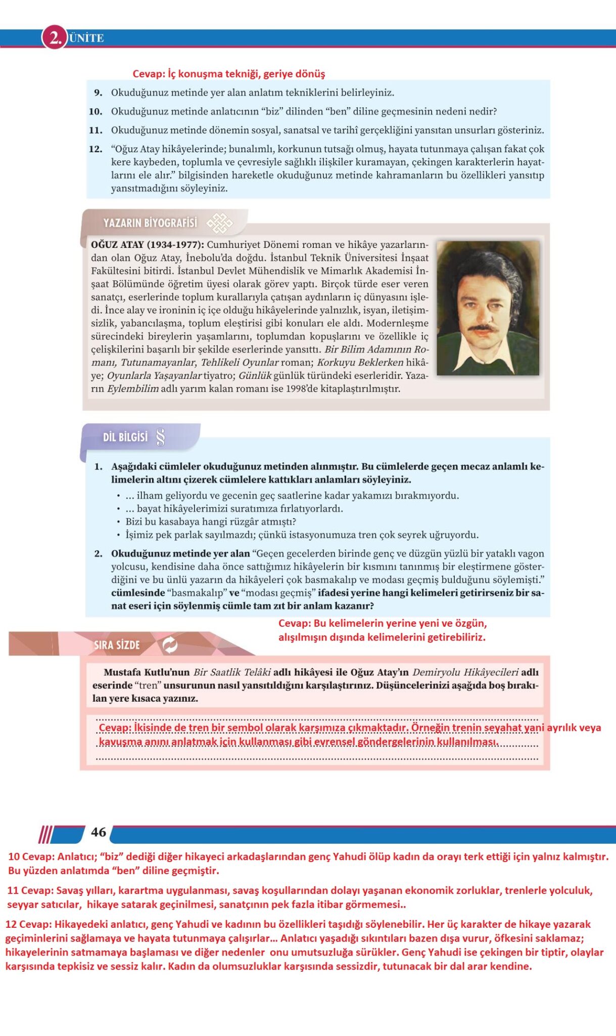 12. Sınıf Türk Dili Ve Edebiyatı Meb Yayınları Sayfa 46 Cevapları ...