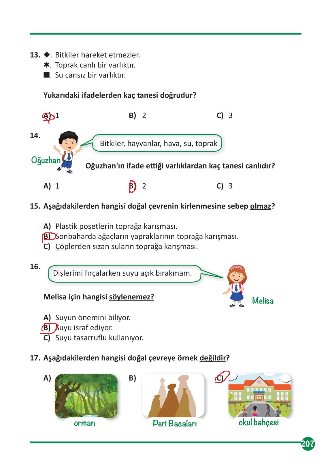 3. Sınıf Fen Bilimleri Meb Yayınları Sayfa 207 Cevapları ...