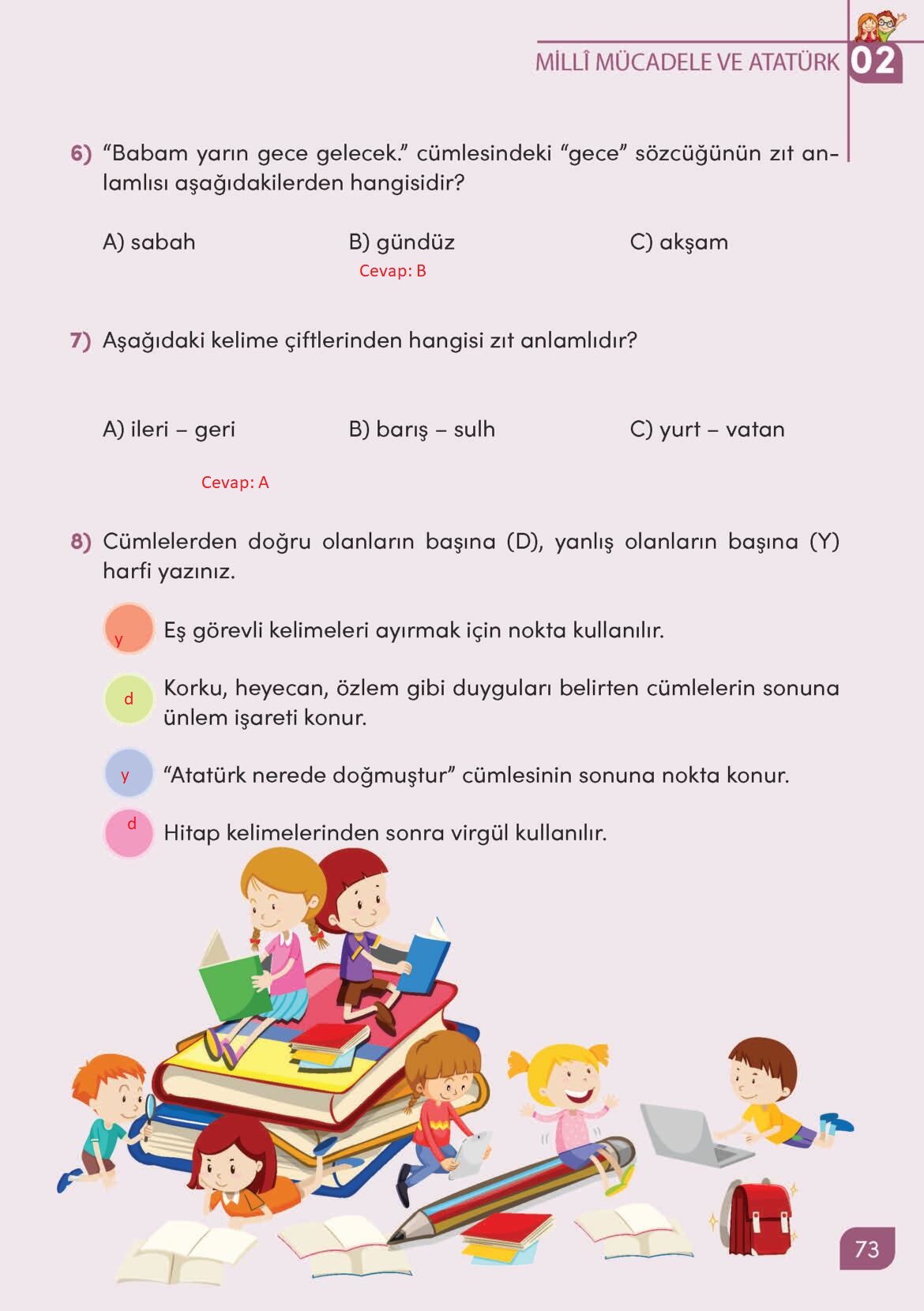 3. Sınıf Türkçe Meb Yayınları Sayfa 73 Cevapları - Derskitabicevaplarim.com