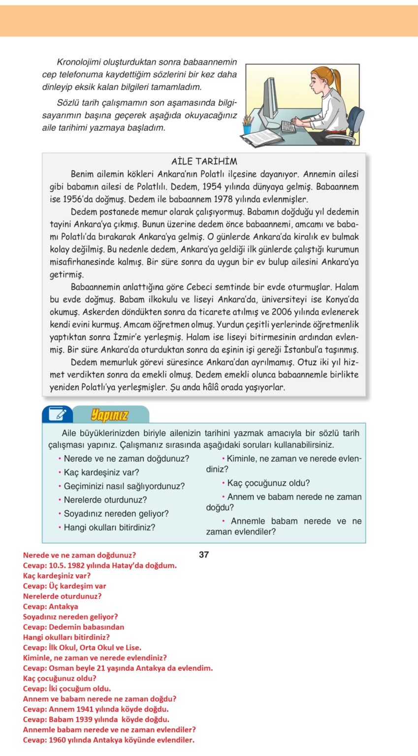 4. Sınıf Sosyal Bilgiler Tuna Yayınları Sayfa 37 Cevapları