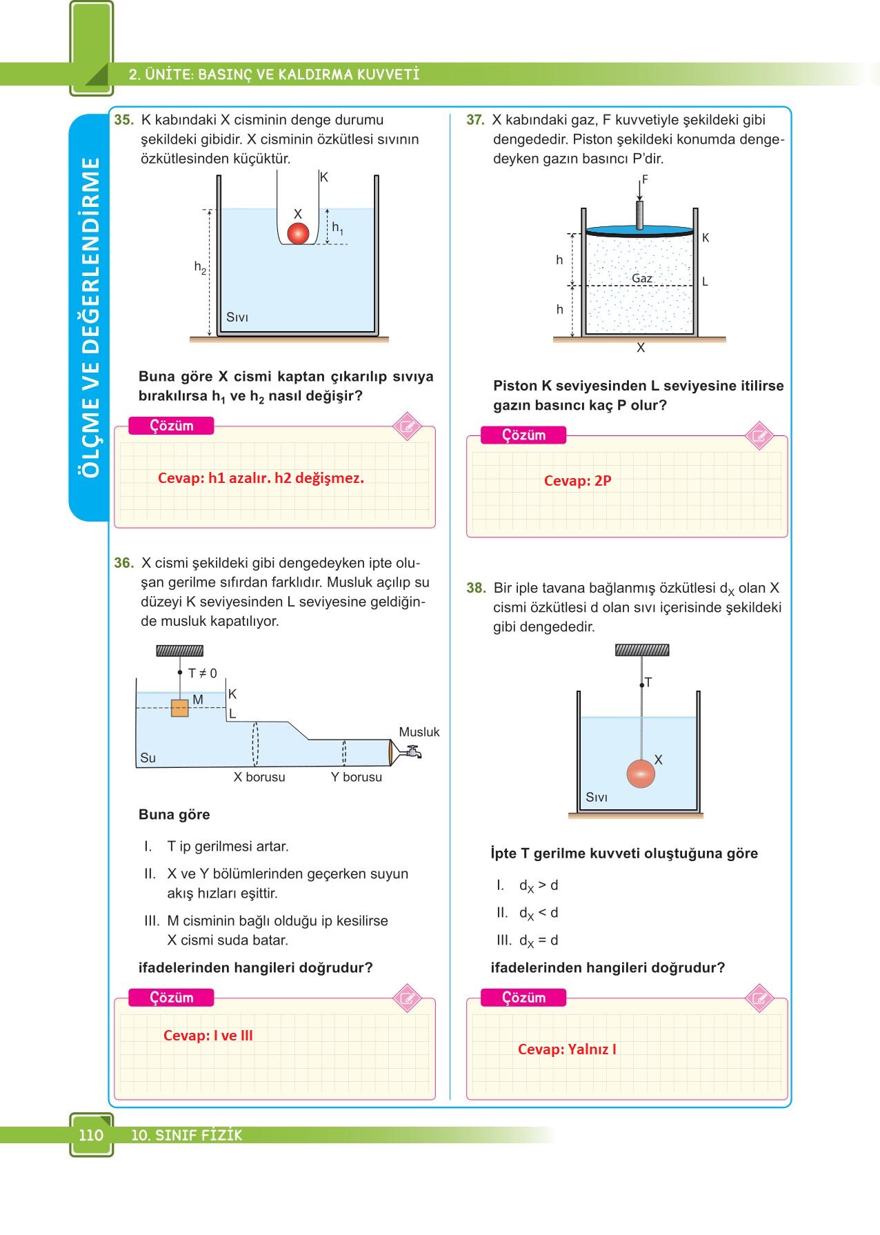 10. Sınıf Fizik Meb Yayınları Sayfa 110 Cevapları ...