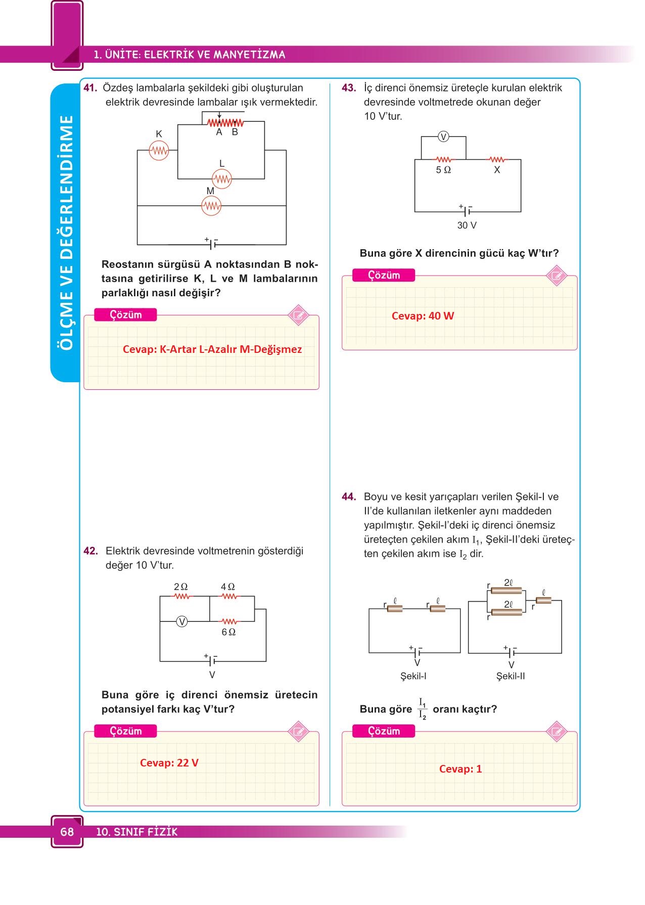 10. Sınıf Fizik Meb Yayınları Sayfa 68 Cevapları - Derskitabicevaplarim.com