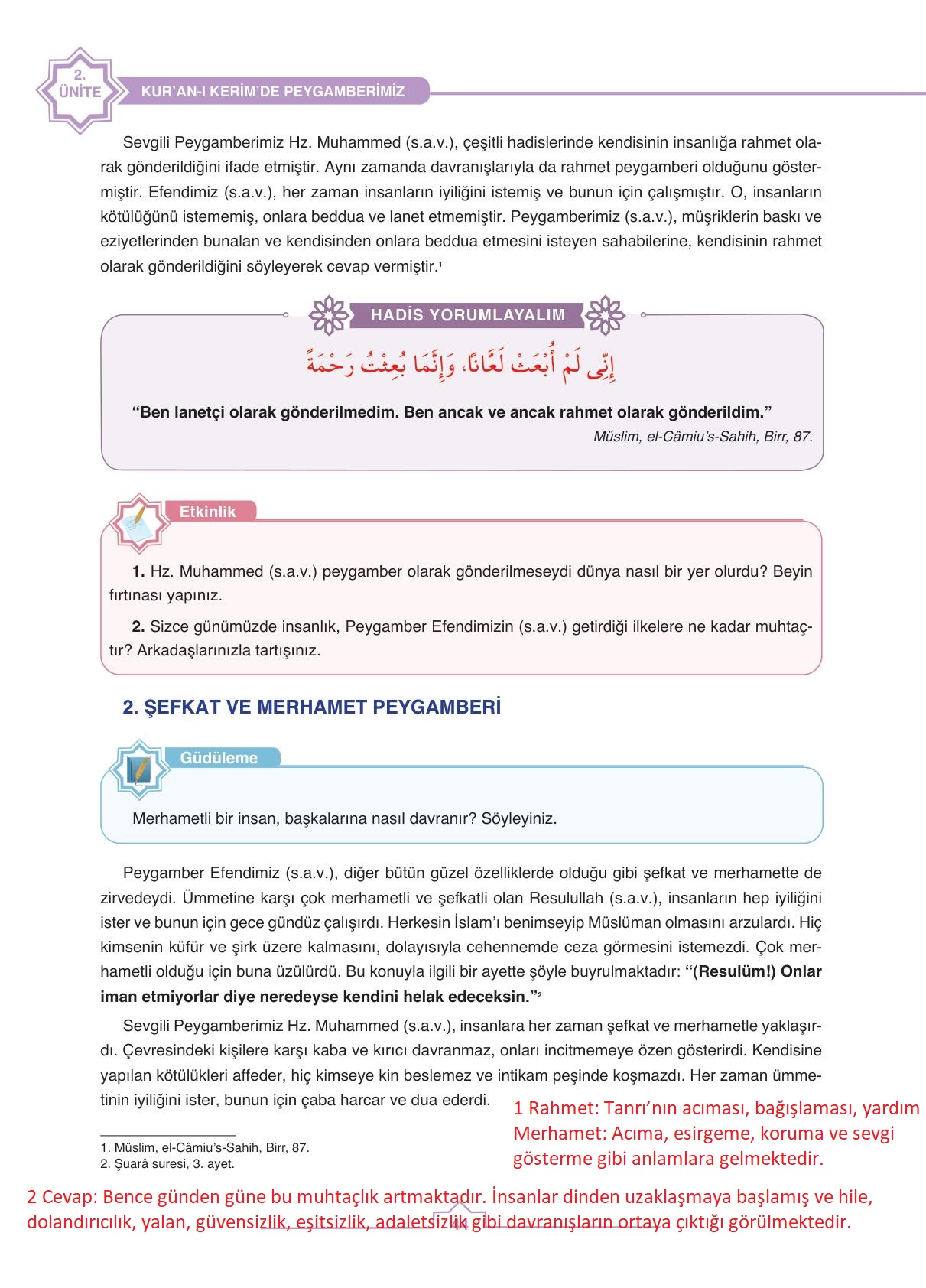 6. Sınıf Peygamberimizin Hayatı Ders Kitabı Tutku Yayıncılık Sayfa 44 ...