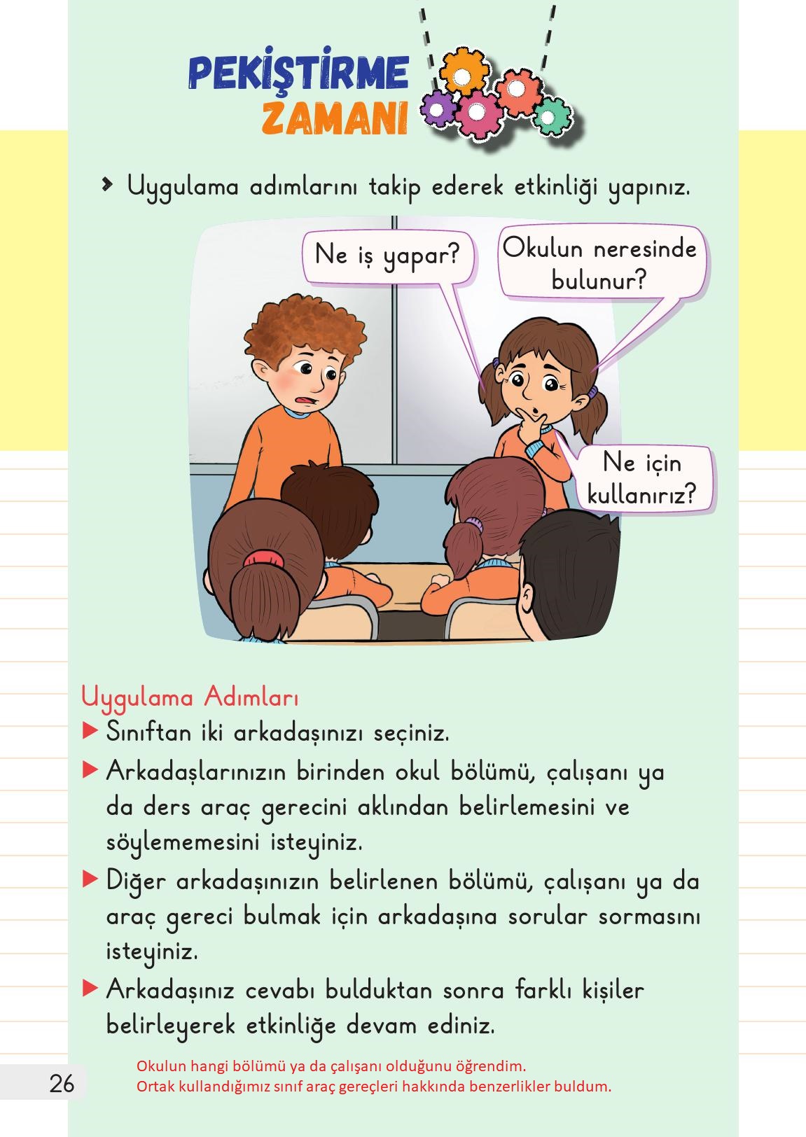 1. Sınıf Meb Yayınları Hayat Bilgisi 1. Kitap Ders Kitabı Sayfa 26 Cevapları