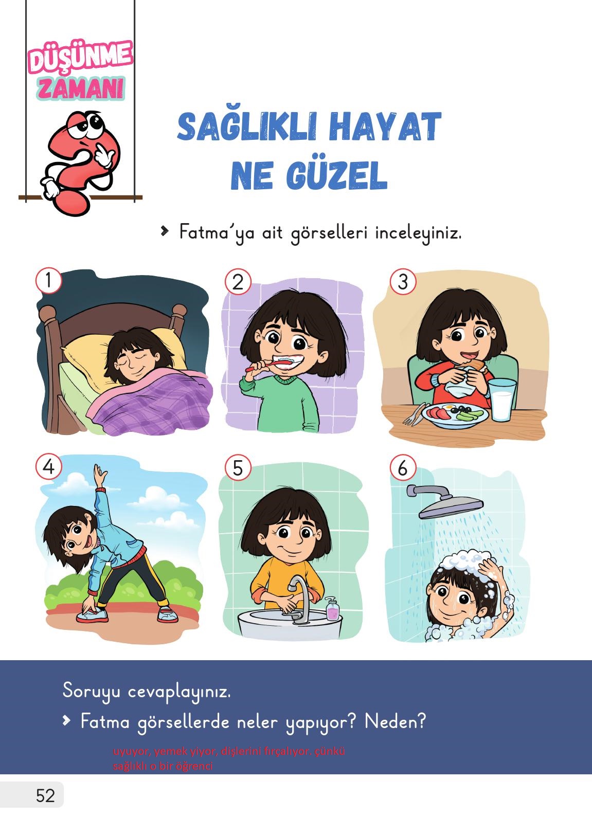 1. Sınıf Meb Yayınları Hayat Bilgisi 1. Kitap Ders Kitabı Sayfa 52 Cevapları