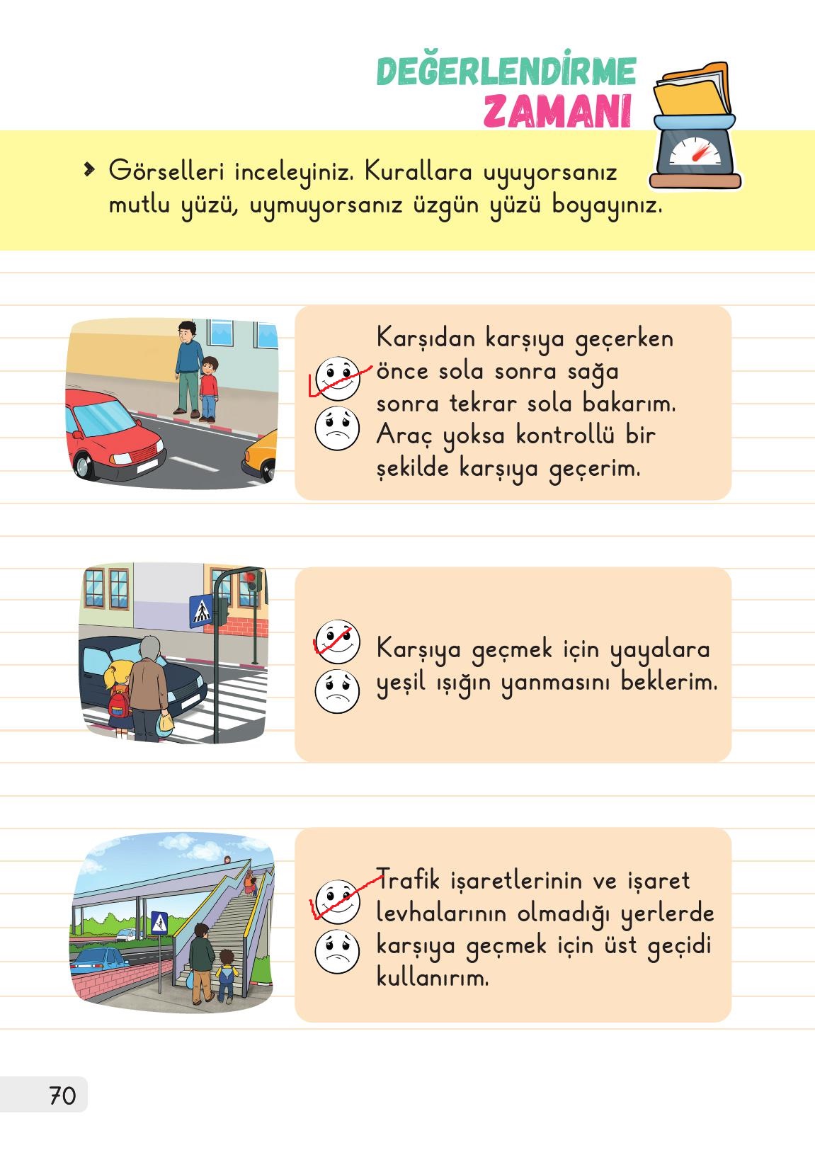 1. Sınıf Meb Yayınları Hayat Bilgisi 1. Kitap Ders Kitabı Sayfa 70 Cevapları