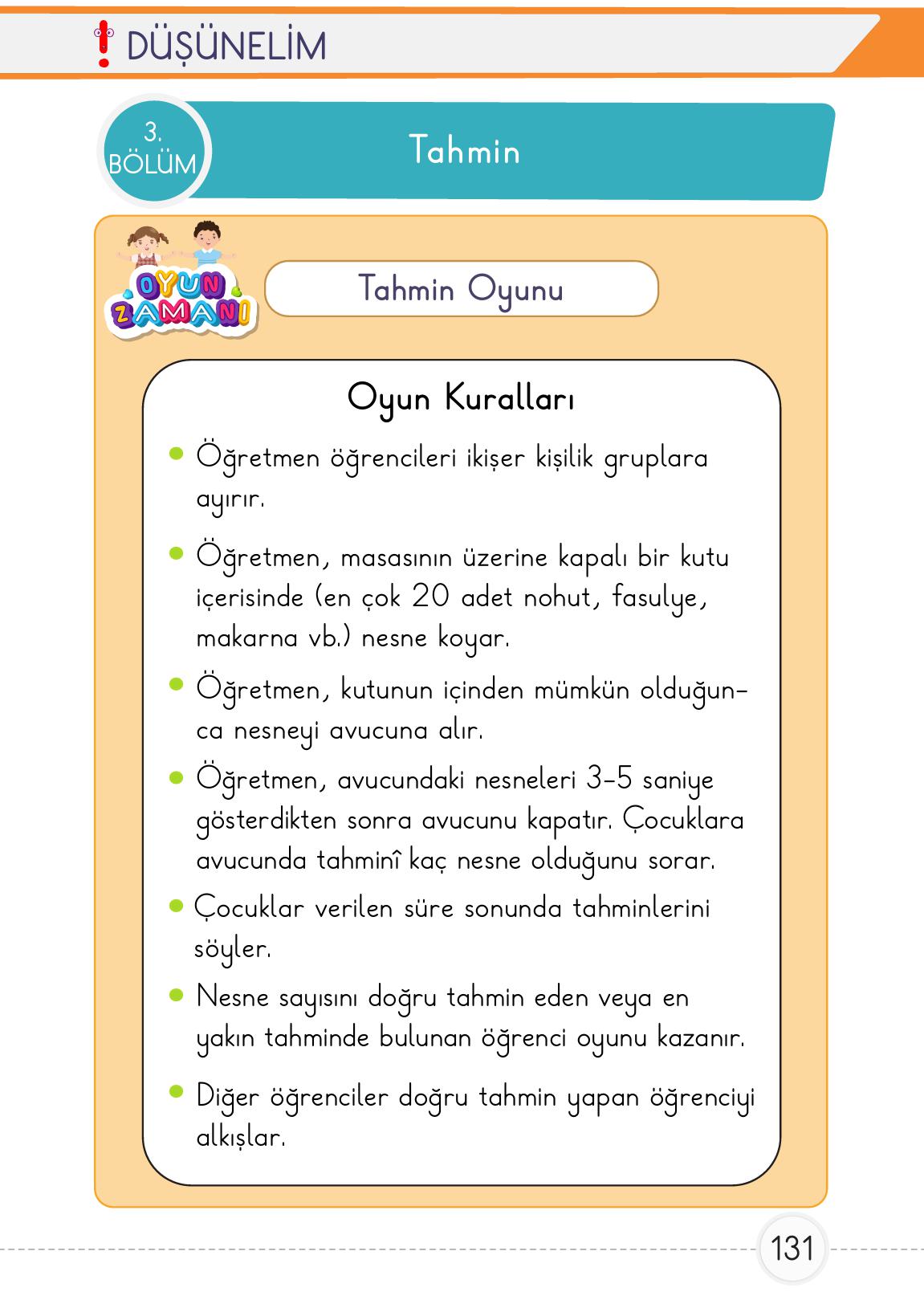 1. Sınıf Meb Yayınları Matematik Ders Kitabı Sayfa 131 Cevapları