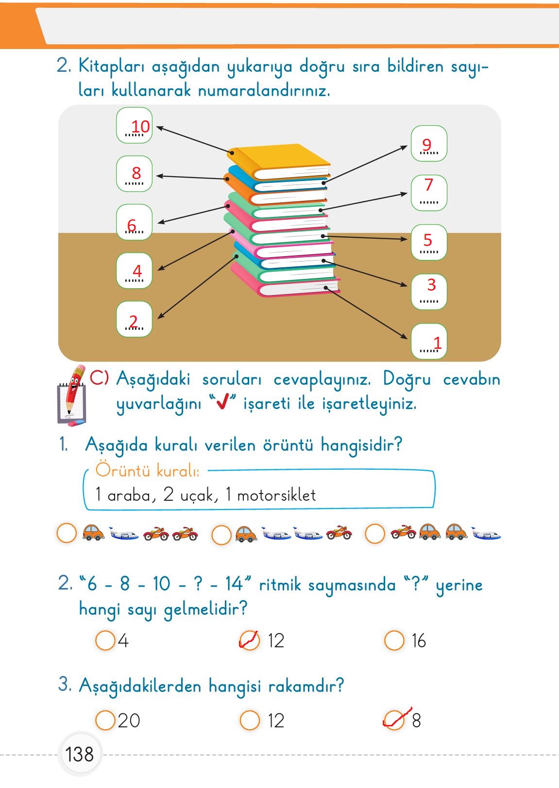 1. Sınıf Meb Yayınları Matematik Ders Kitabı Sayfa 138 Cevapları