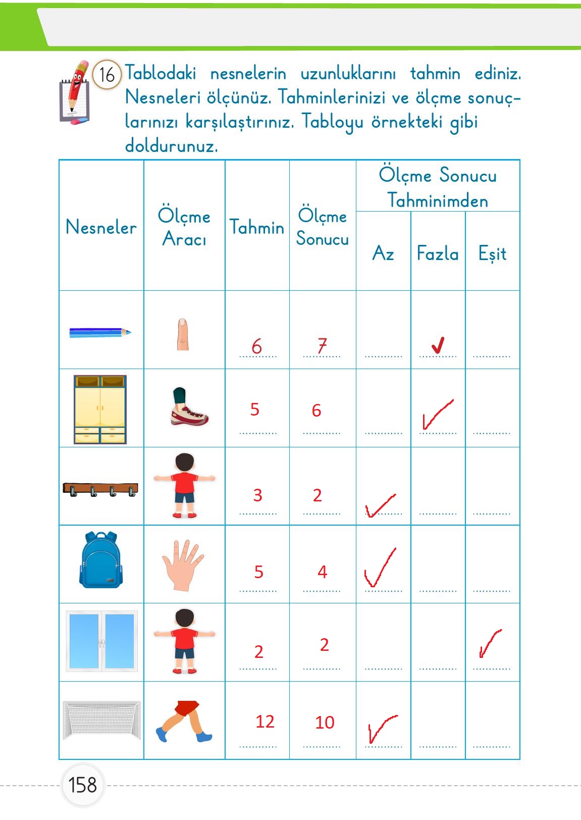 1. Sınıf Meb Yayınları Matematik Ders Kitabı Sayfa 158 Cevapları