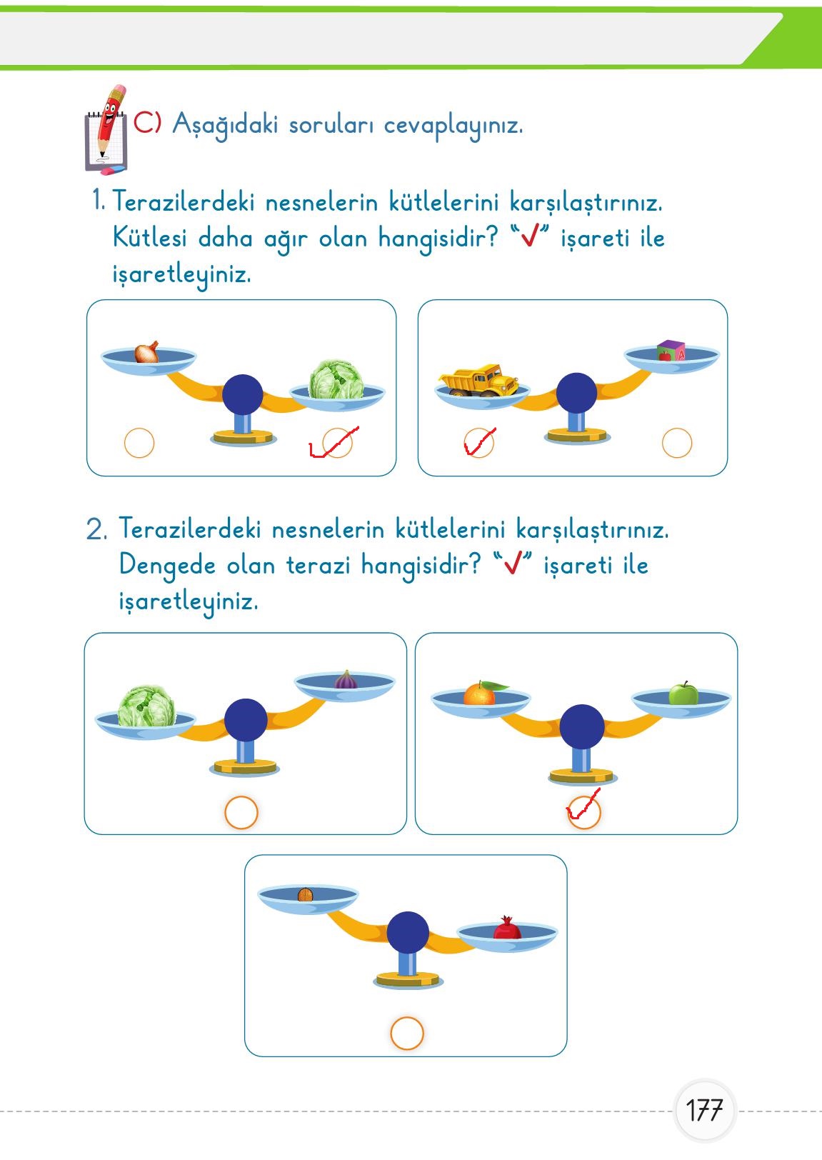 1. Sınıf Meb Yayınları Matematik Ders Kitabı Sayfa 177 Cevapları