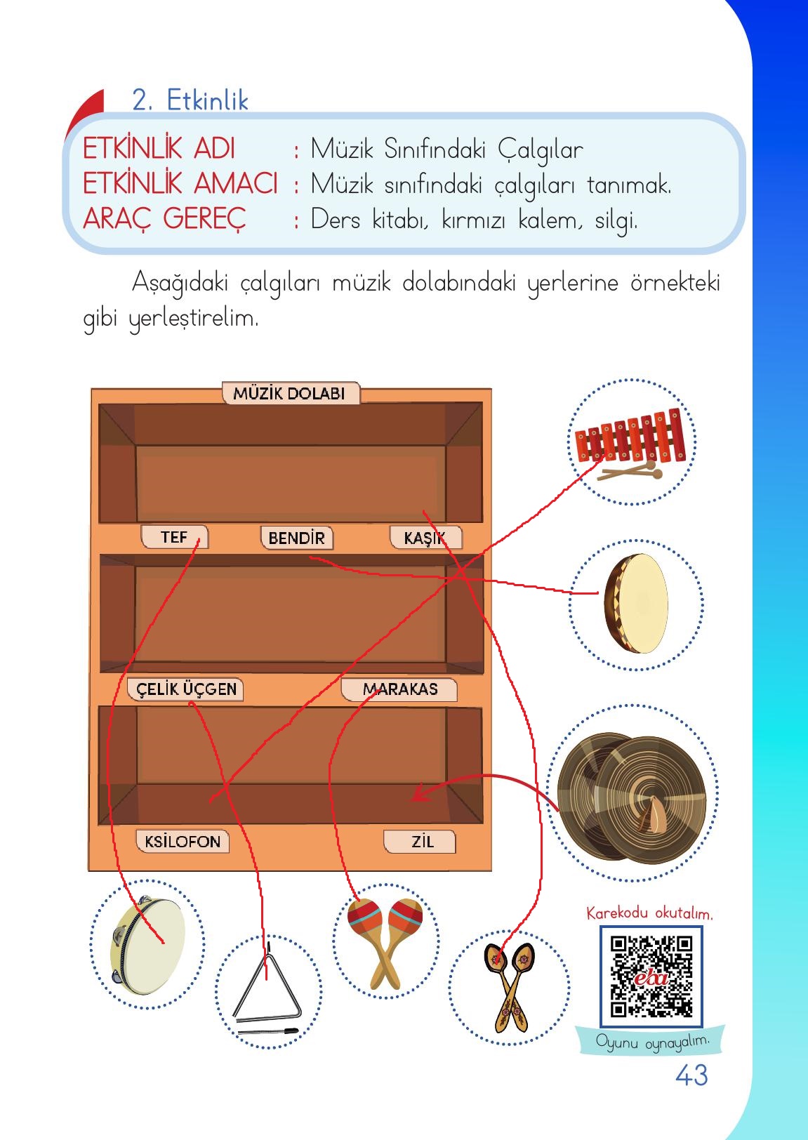 1. Sınıf Meb Yayınları Müzik Ders Kitabı Sayfa 43 Cevapları