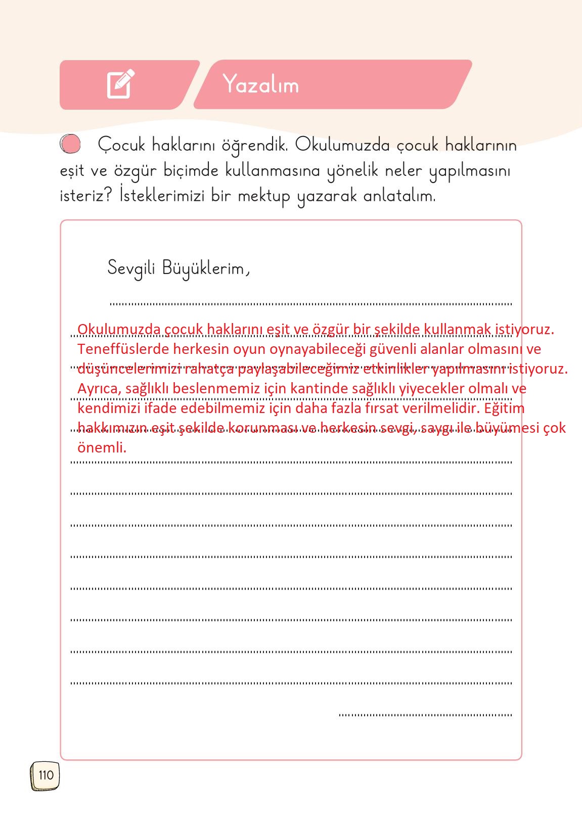 1. Sınıf Meb Yayınları Türkçe 2. Kitap Ders Kitabı Sayfa 110 Cevapları