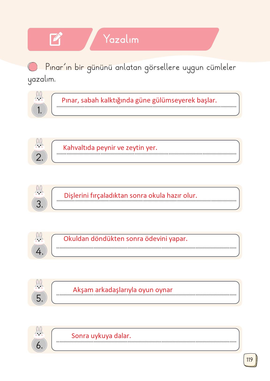 1. Sınıf Meb Yayınları Türkçe 2. Kitap Ders Kitabı Sayfa 119 Cevapları