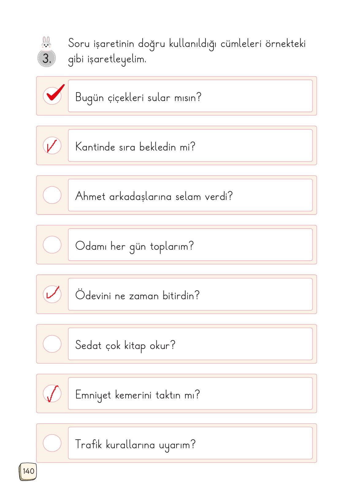 1. Sınıf Meb Yayınları Türkçe 2. Kitap Ders Kitabı Sayfa 140 Cevapları