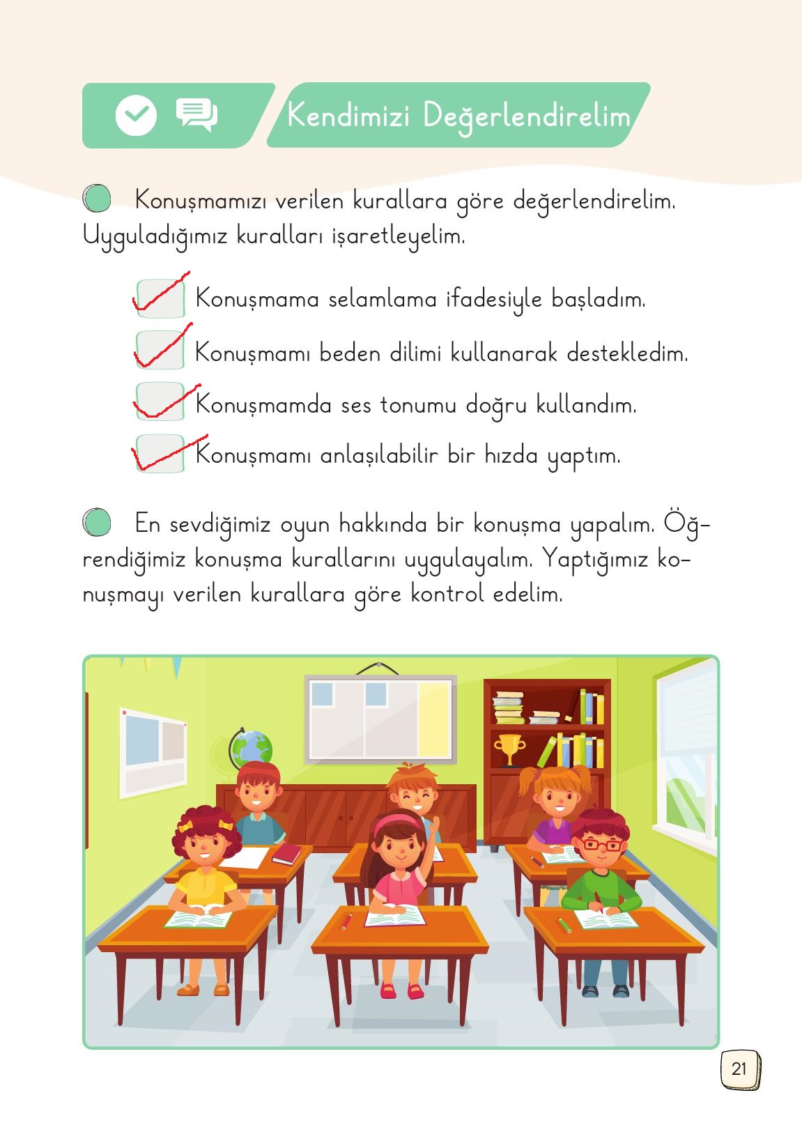 1. Sınıf Meb Yayınları Türkçe 2. Kitap Ders Kitabı Sayfa 21 Cevapları