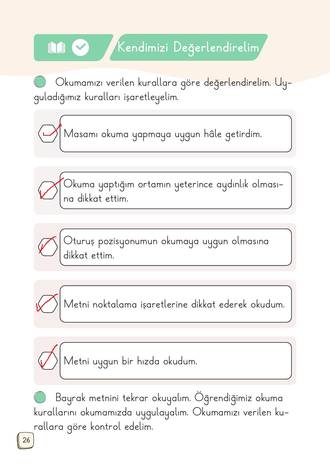 1. Sınıf Meb Yayınları Türkçe 2. Kitap Ders Kitabı Sayfa 26 Cevapları