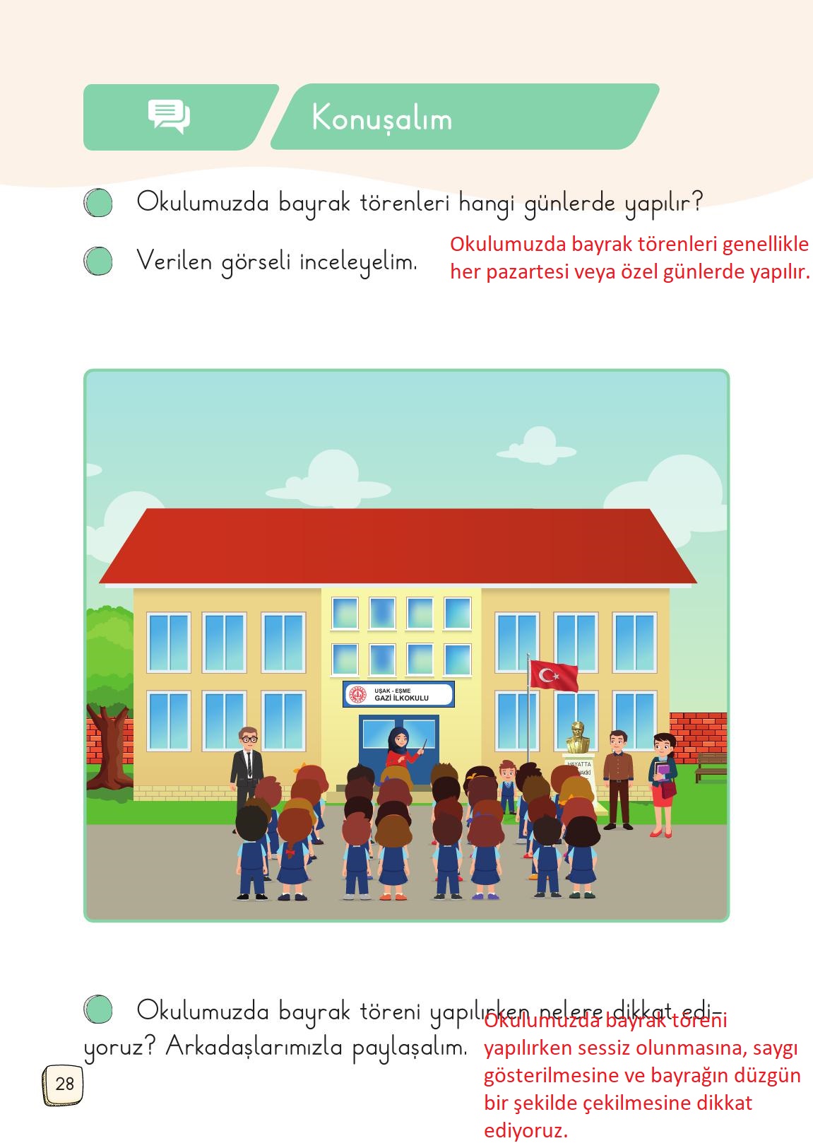 1. Sınıf Meb Yayınları Türkçe 2. Kitap Ders Kitabı Sayfa 28 Cevapları