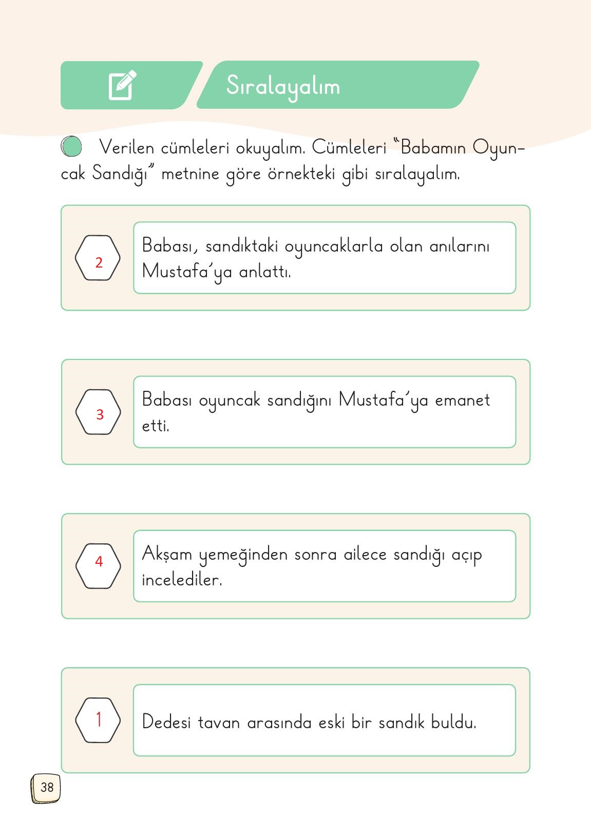 1. Sınıf Meb Yayınları Türkçe 2. Kitap Ders Kitabı Sayfa 38 Cevapları