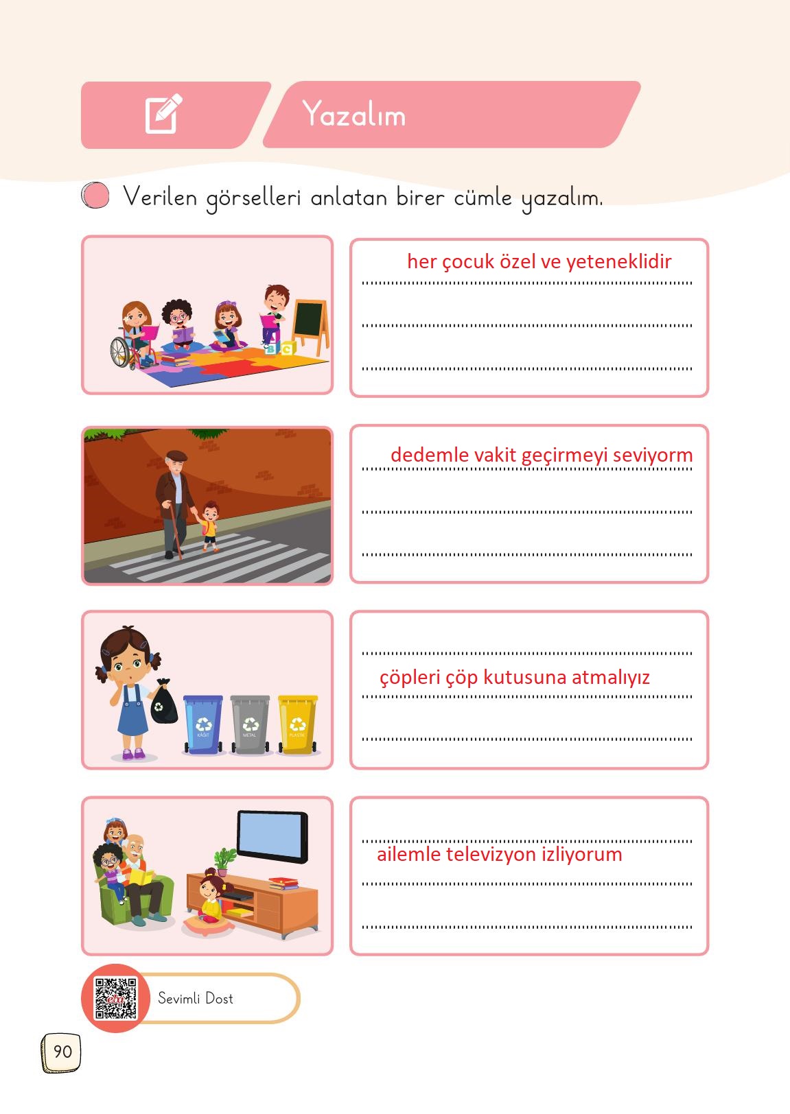 1. Sınıf Meb Yayınları Türkçe 2. Kitap Ders Kitabı Sayfa 90 Cevapları