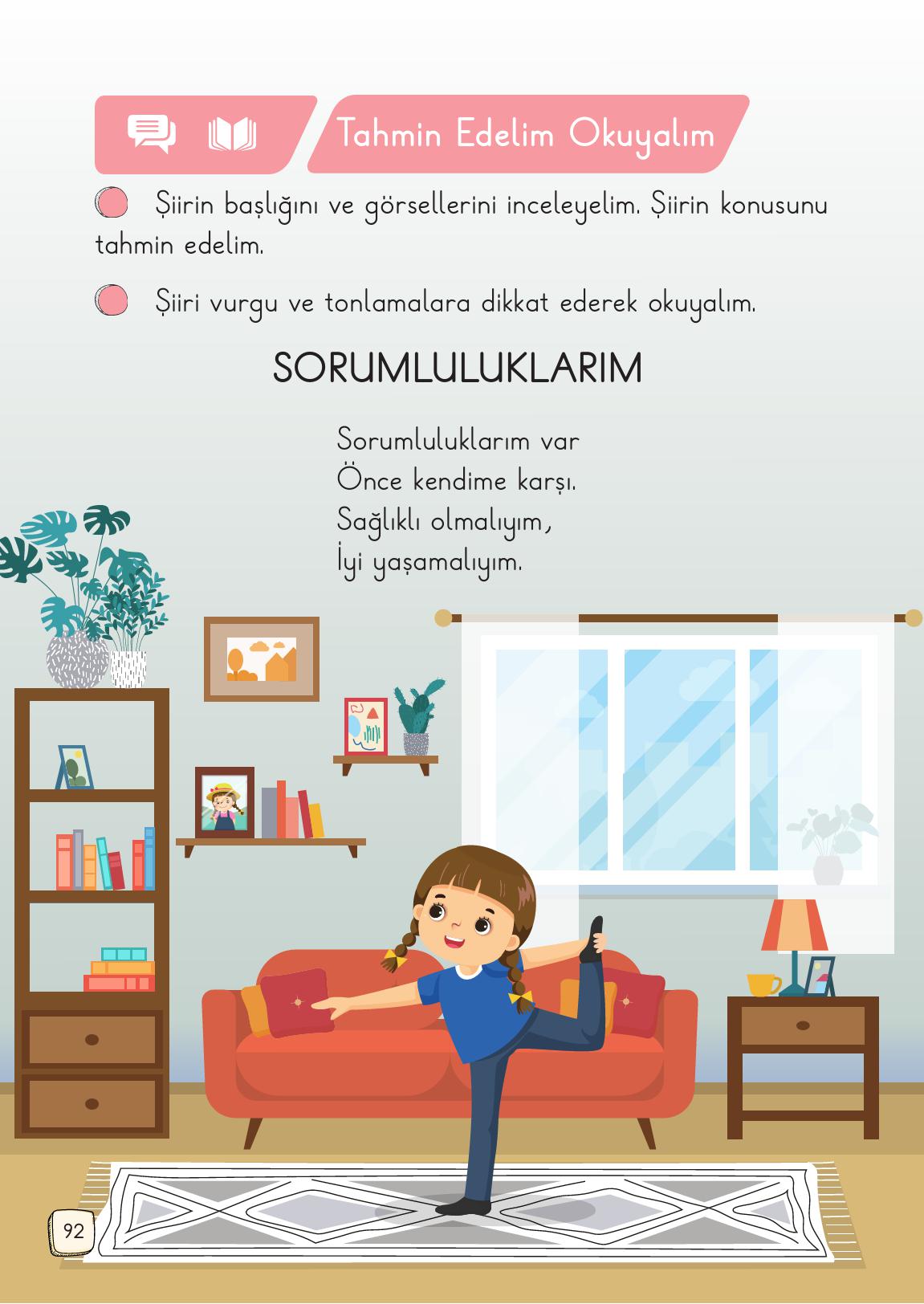 1. Sınıf Meb Yayınları Türkçe 2. Kitap Ders Kitabı Sayfa 92 Cevapları