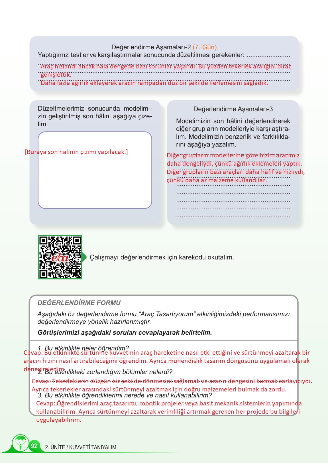 5. Sınıf Meb Yayınları Fen Bilimleri Ders Kitabı Sayfa 92 Cevapları