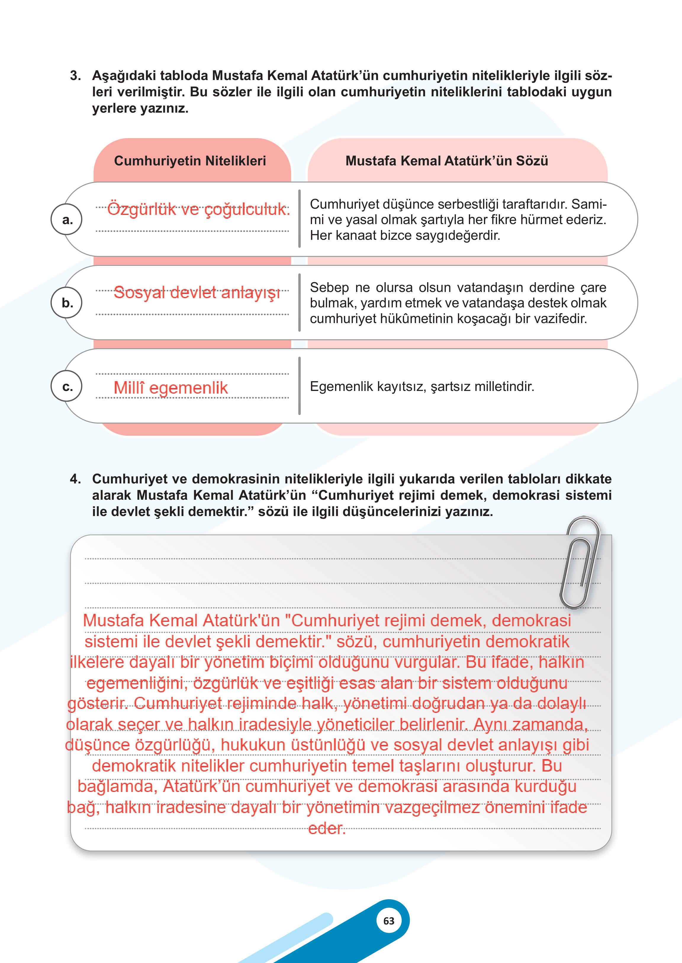 5. Sınıf Meb Yayınları Sosyal Bilgiler 2. Kitap Ders Kitabı Sayfa 63 Cevapları