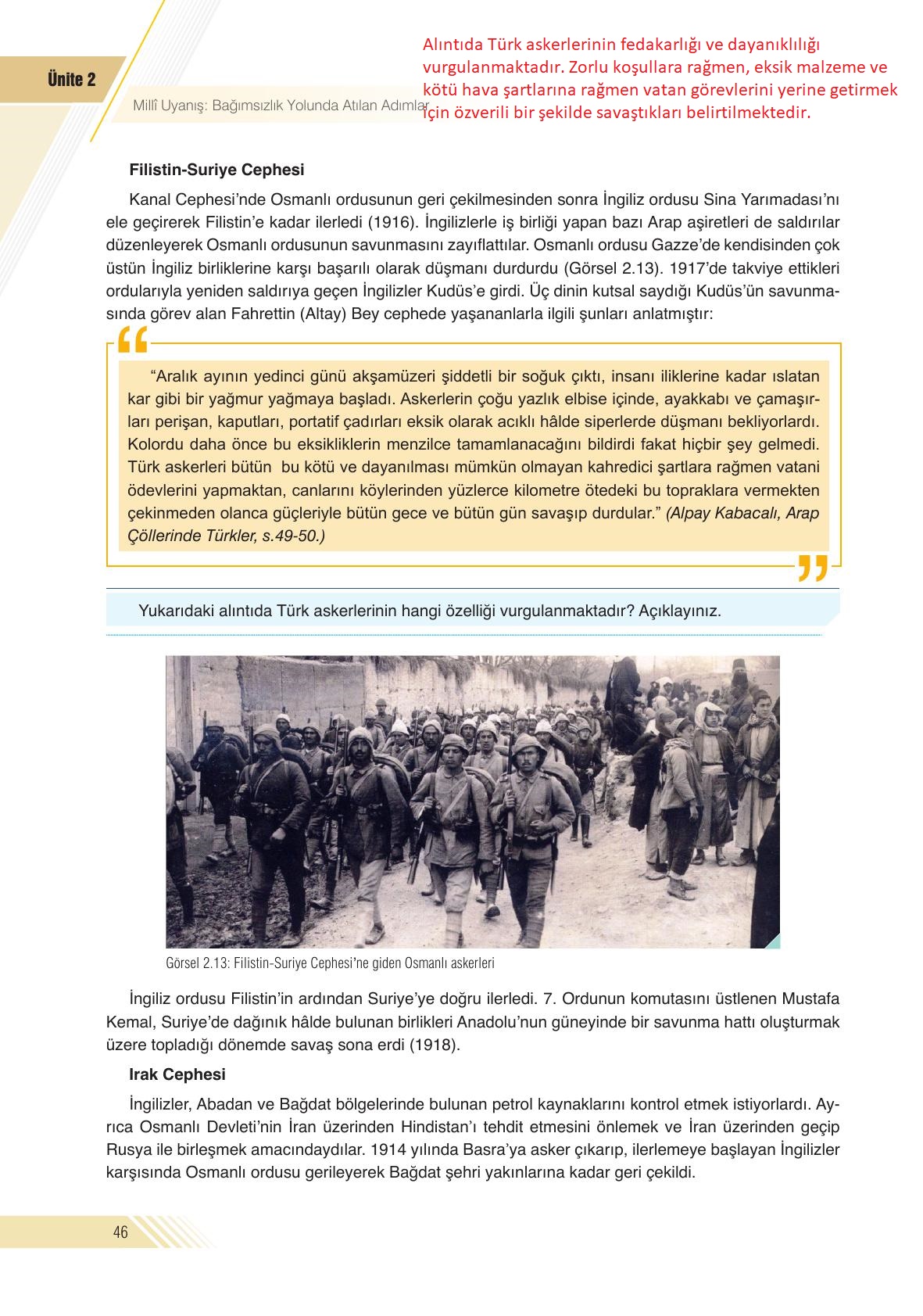 8. Sınıf Semih Ofset SEK Yayınları İnkılap Tarihi Ders Kitabı Sayfa 46 Cevapları