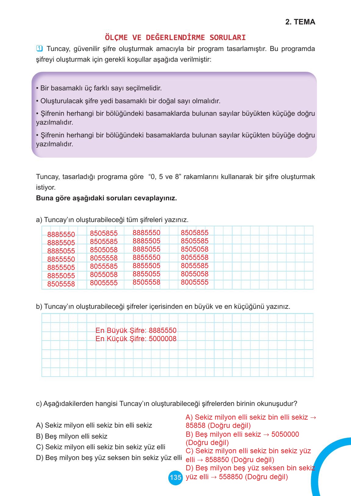 5. Sınıf Meb Yayınları Matematik Ders Kitabı Sayfa 135 Cevapları