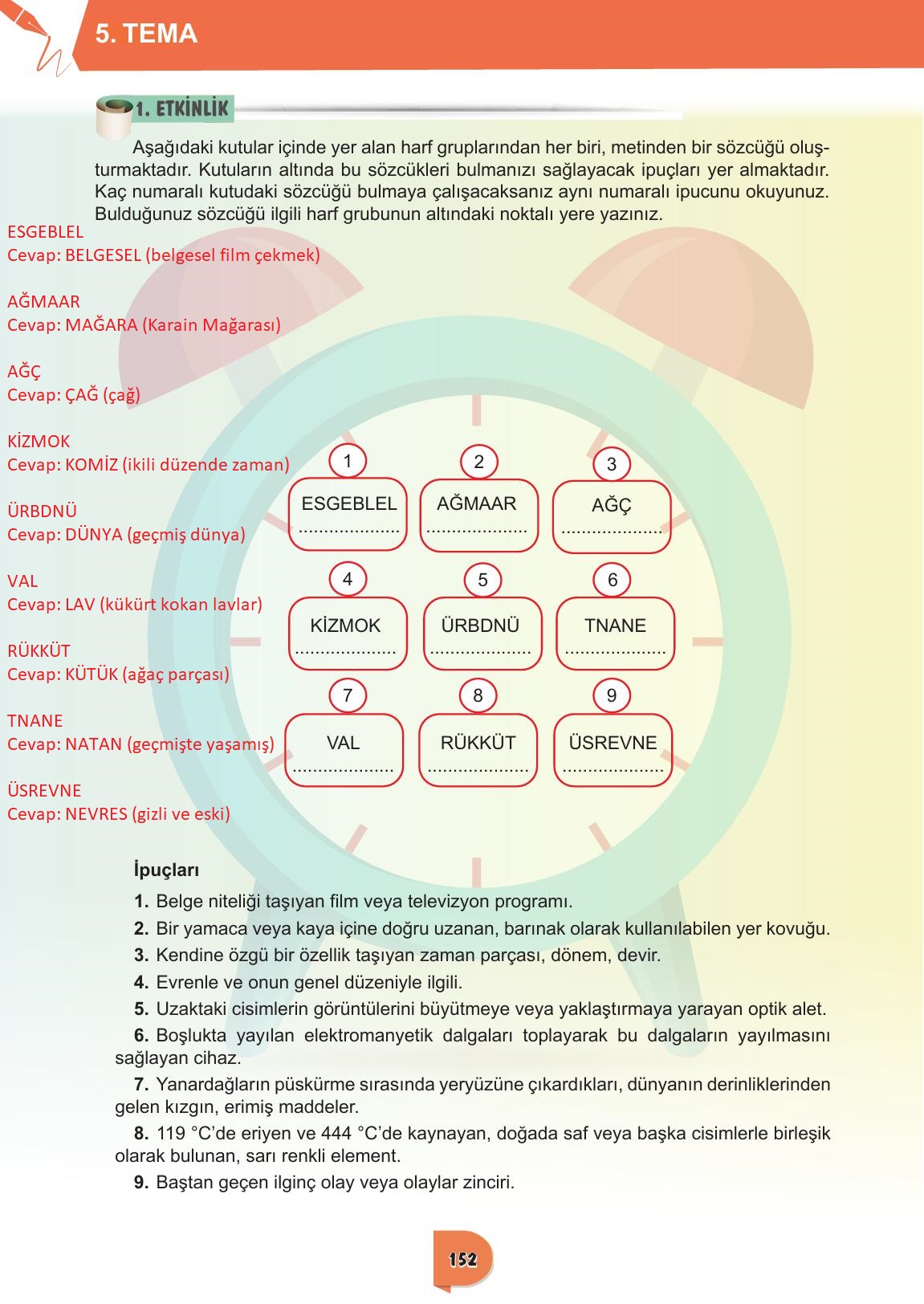 6. Sınıf Meb Yayınları Türkçe Ders Kitabı Sayfa 152 Cevapları