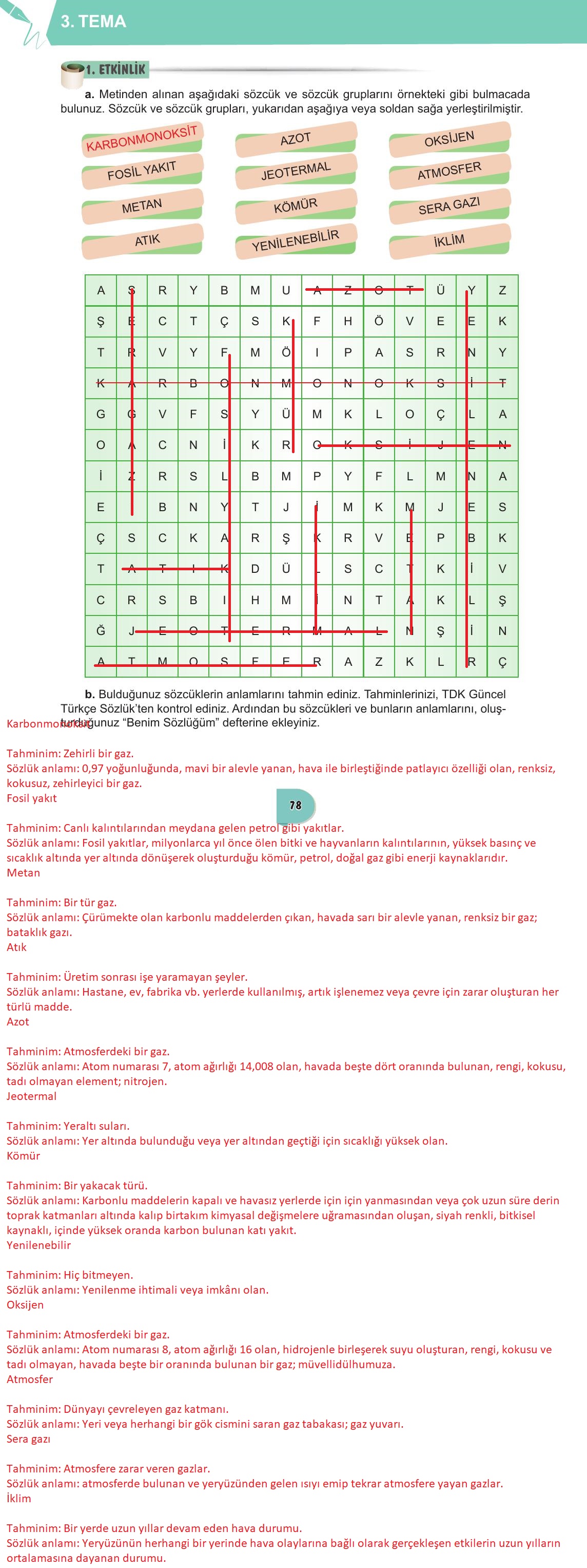 6. Sınıf Meb Yayınları Türkçe Ders Kitabı Sayfa 78 Cevapları