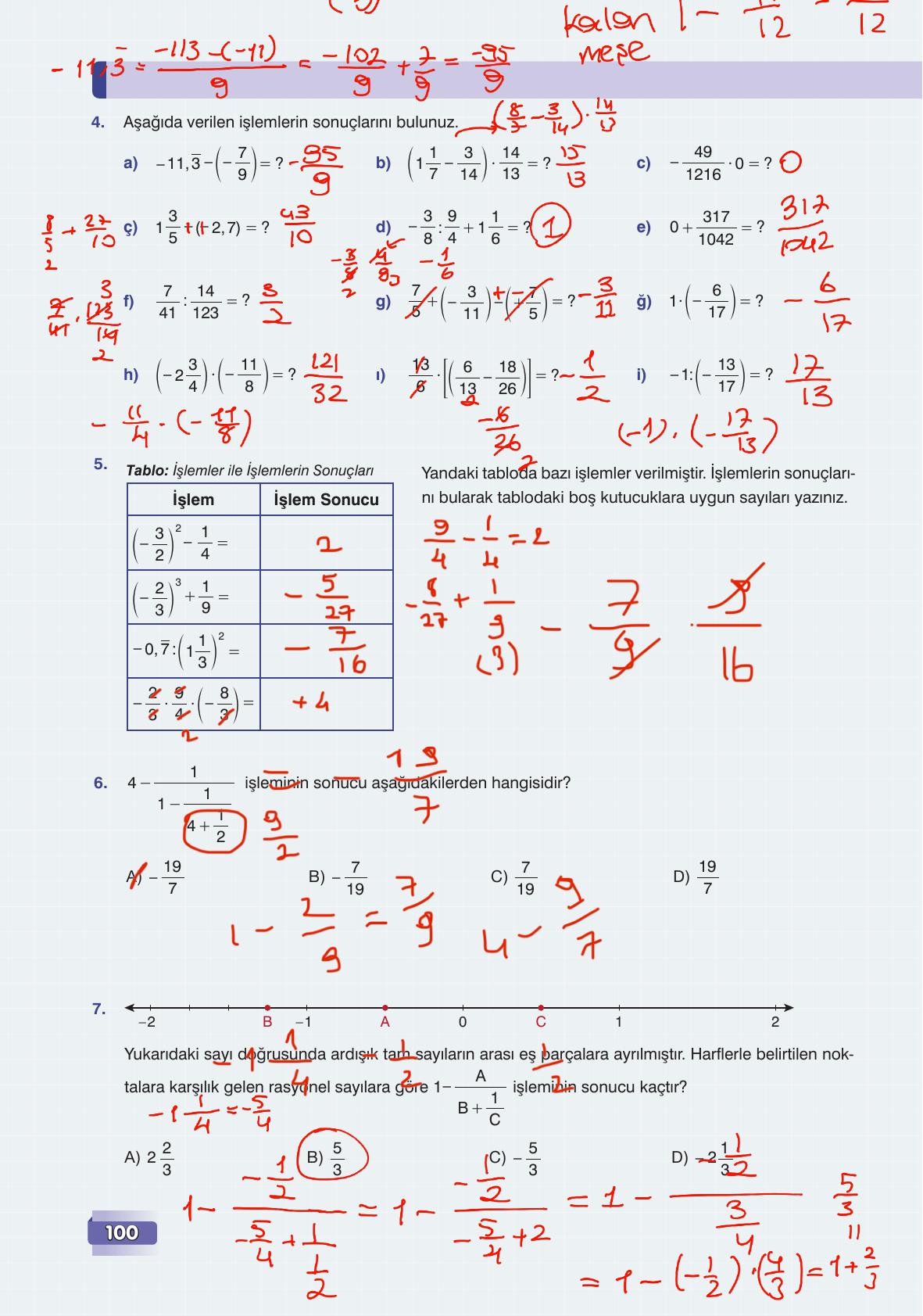 7. Sınıf Edat Yayınları Matematik Ders Kitabı Sayfa 100 Cevapları