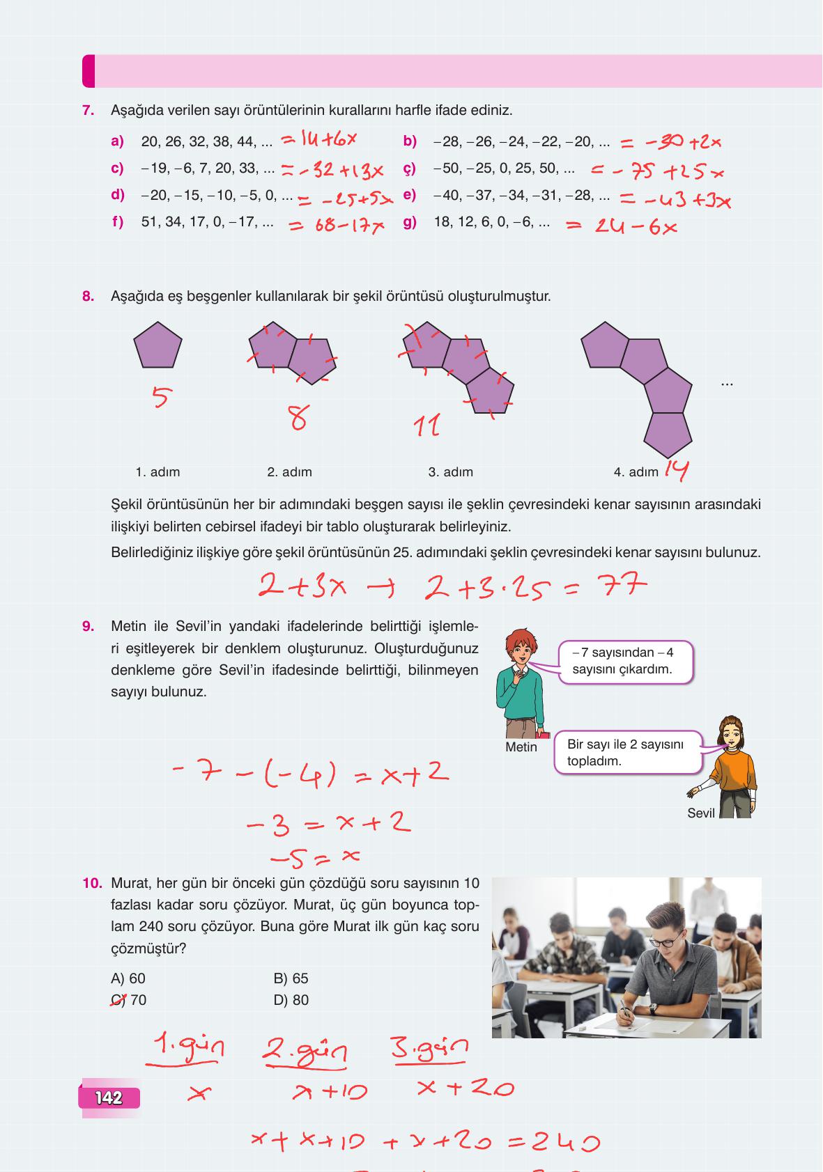 7. Sınıf Edat Yayınları Matematik Ders Kitabı Sayfa 142 Cevapları