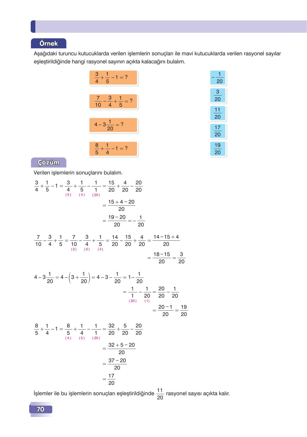 7. Sınıf Edat Yayınları Matematik Ders Kitabı Sayfa 70 Cevapları