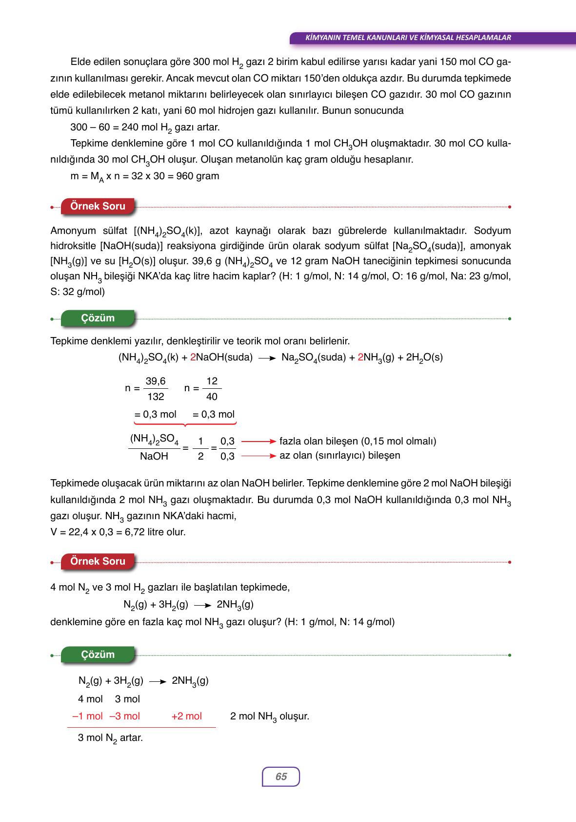 10. Sınıf Ata Yayıncılık Kimya Ders Kitabı Sayfa 65 Cevapları