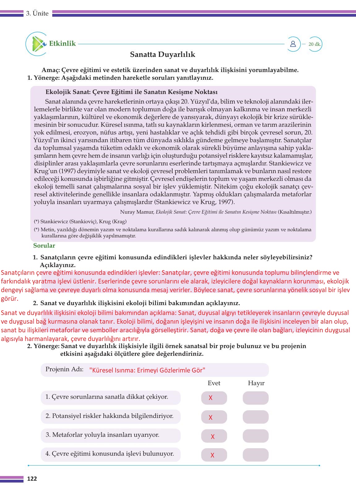 10. Sınıf Meb Yayınları Felsefe Ders Kitabı Sayfa 122 Cevapları