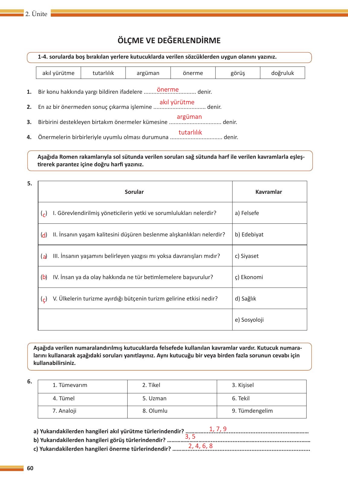 10. Sınıf Meb Yayınları Felsefe Ders Kitabı Sayfa 60 Cevapları