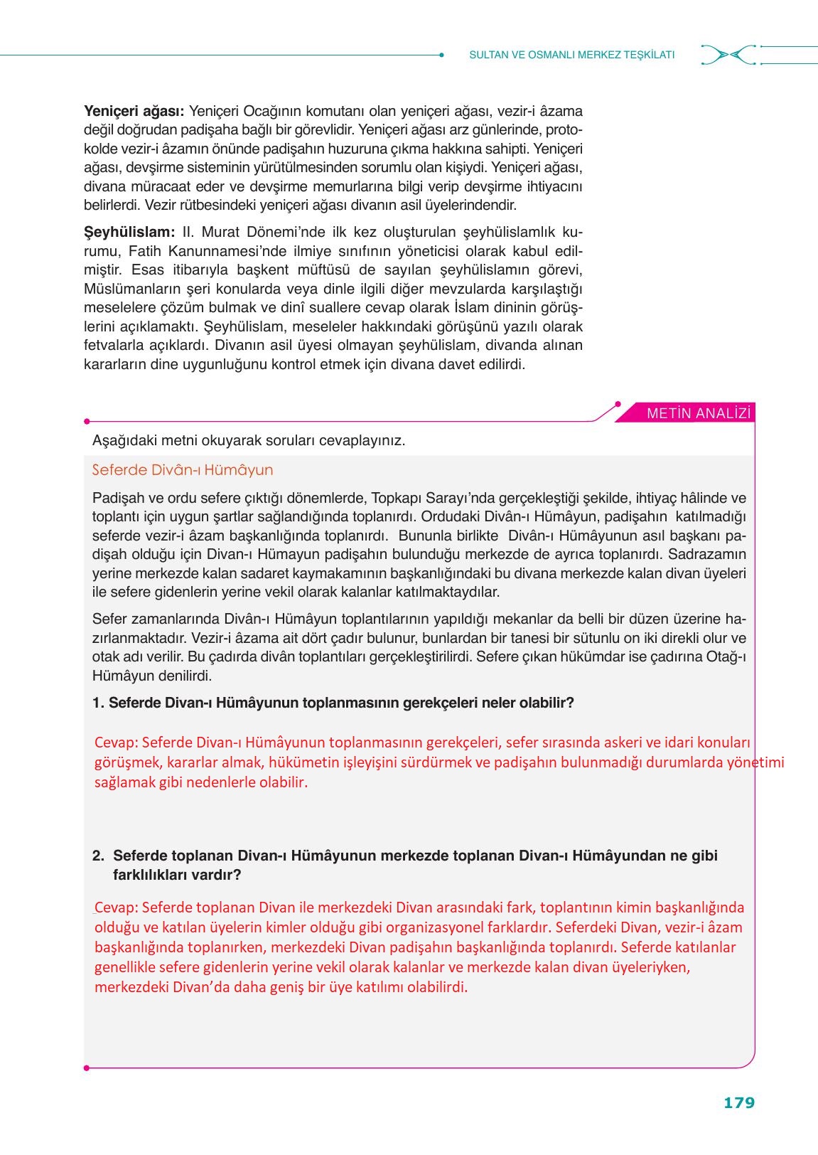 10. Sınıf Meb Yayınları Tarih Ders Kitabı Sayfa 179 Cevapları