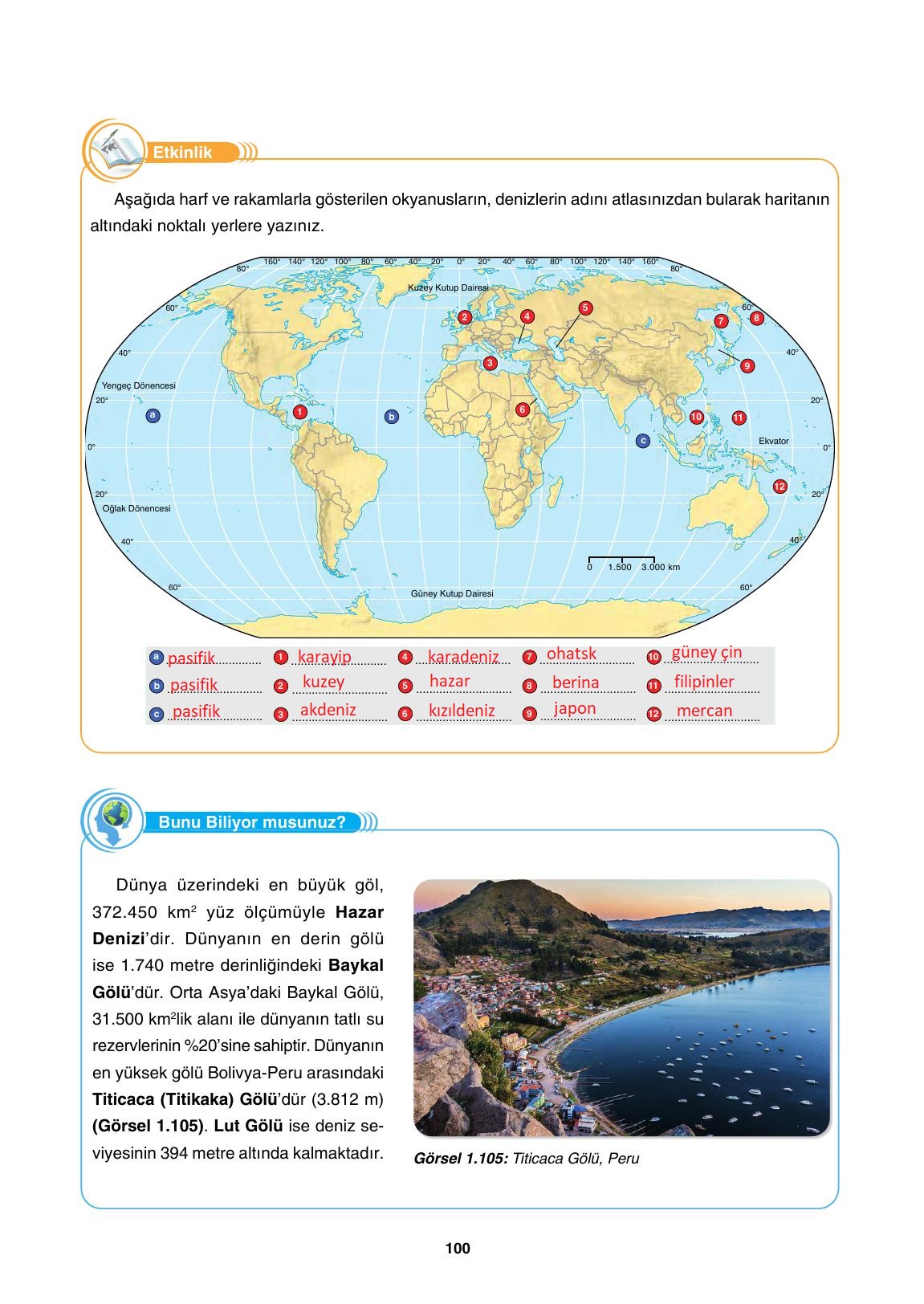 10. Sınıf Tutku Yayınları Coğrafya Ders Kitabı Sayfa 100 Cevapları