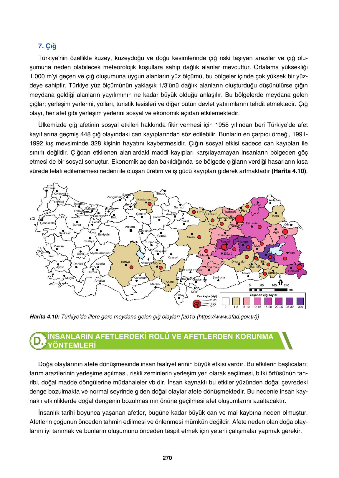 10. Sınıf Tutku Yayınları Coğrafya Ders Kitabı Sayfa 270 Cevapları